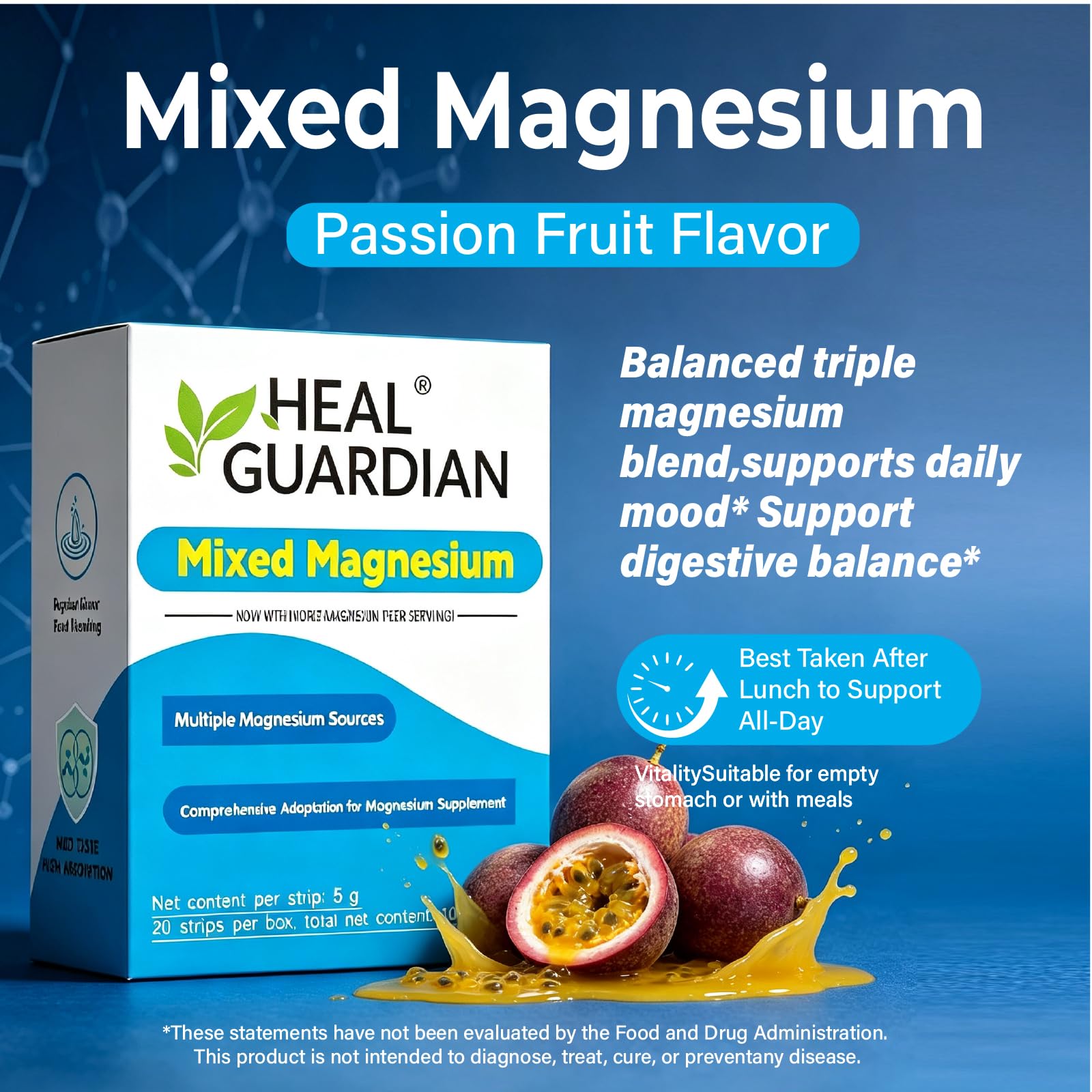 HEALGUARDIAN Magnesium Powder Drink Mix Passion Fruit packaging