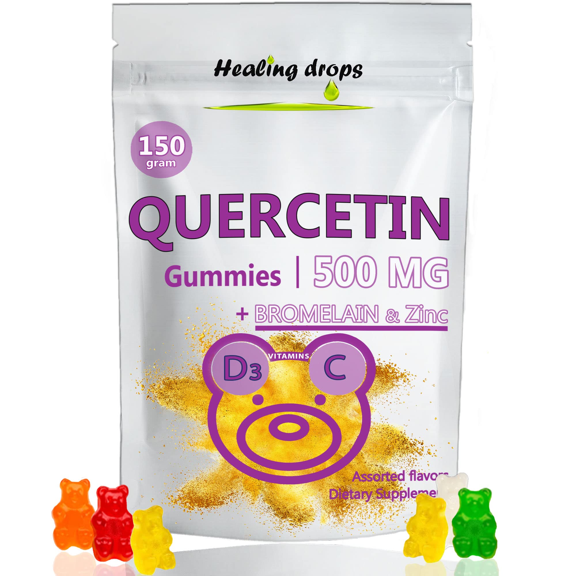 HEALING DROPS Quercetin 500mg Gummies front view