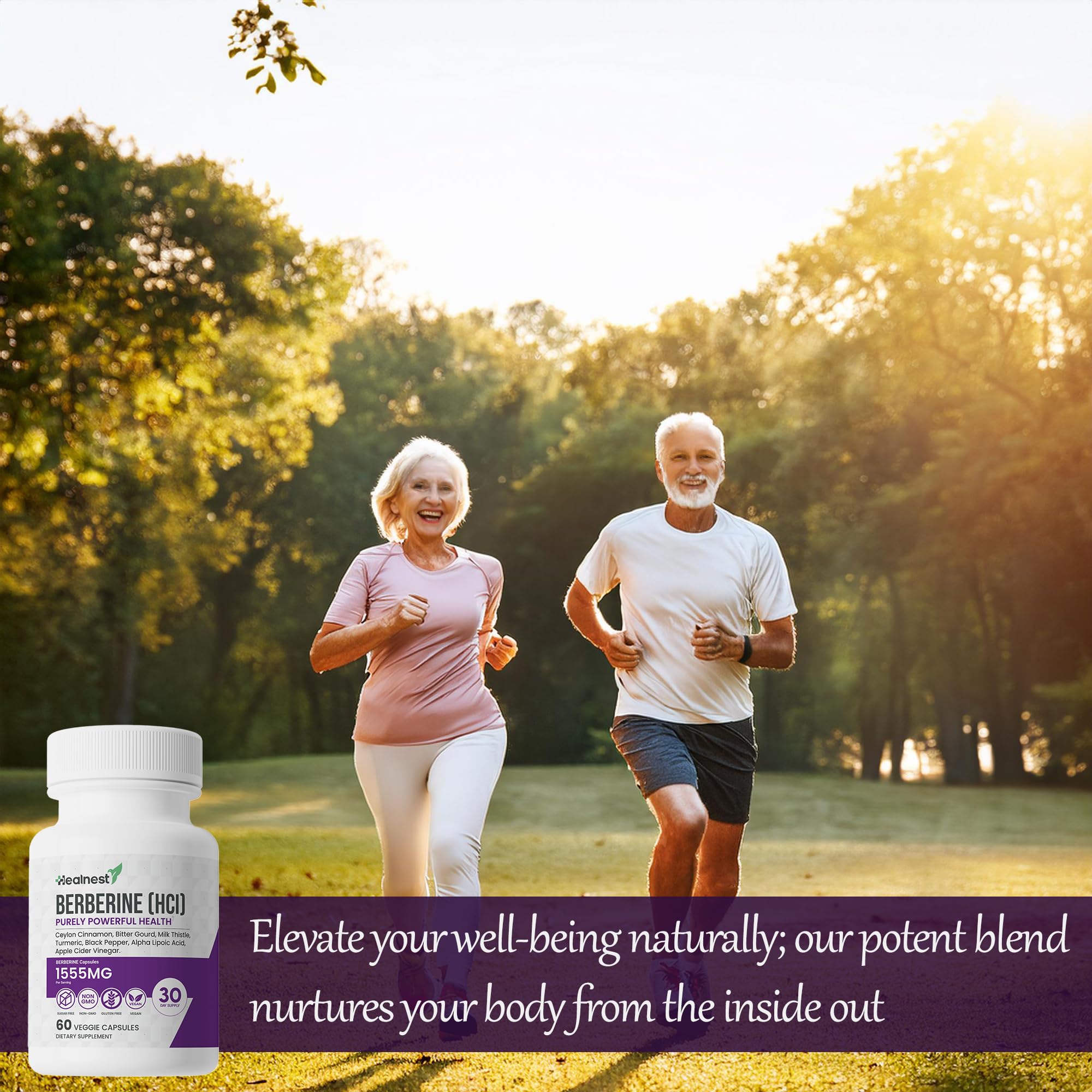 HEALNEST Berberine Supplement packaging and label close-up