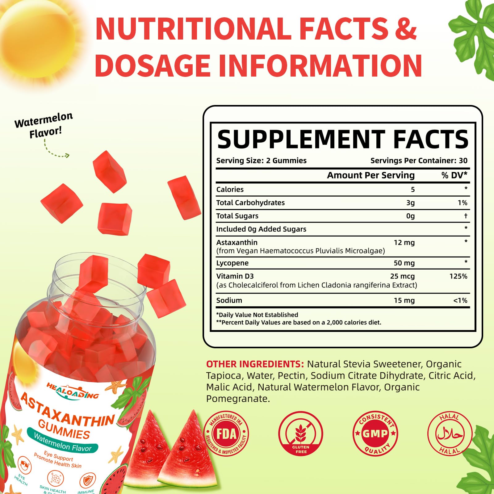 HEALOADING Astaxanthin Gummies bottle side view