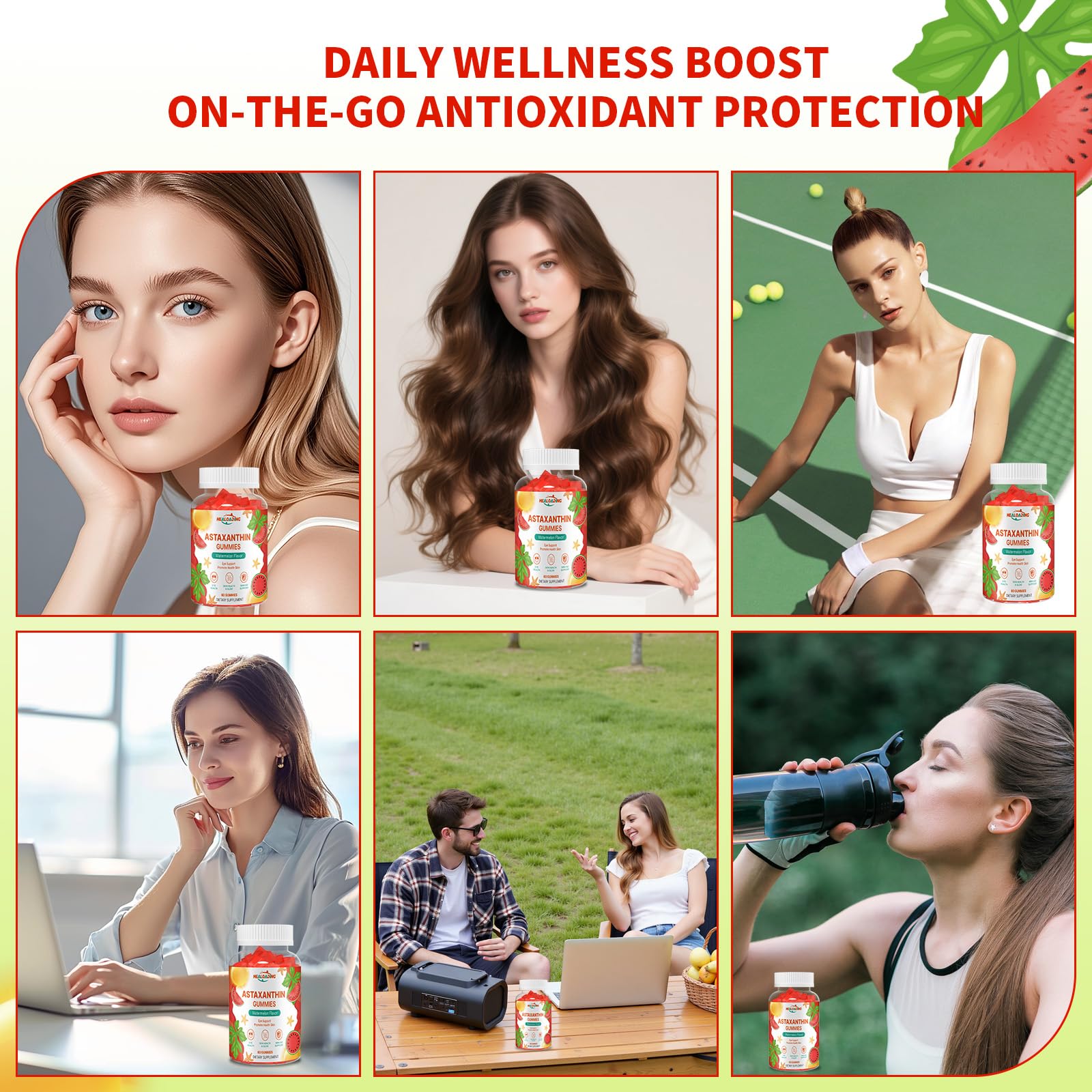 HEALOADING Astaxanthin Gummies bottle with cap open