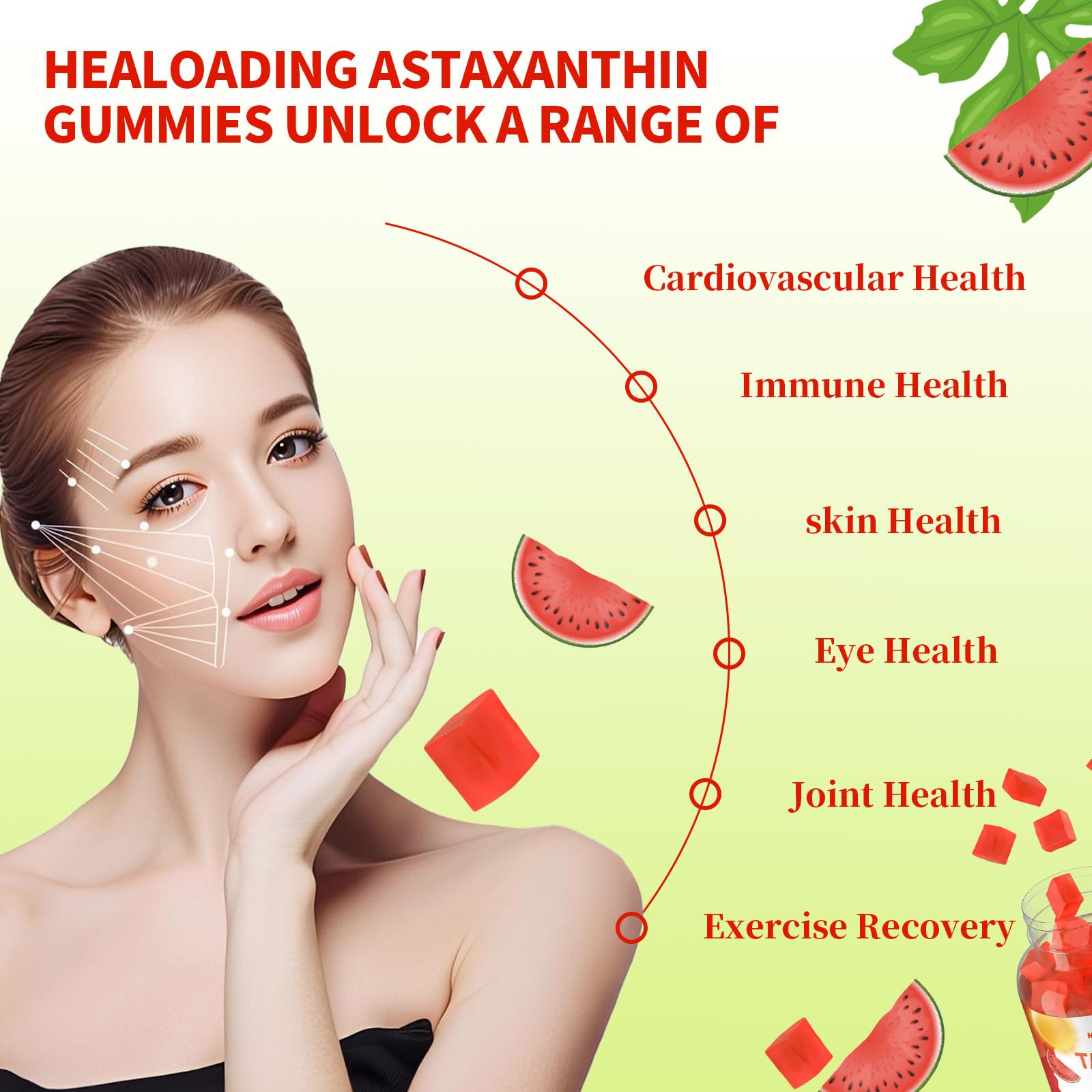 HEALOADING Astaxanthin Gummies on a wooden table