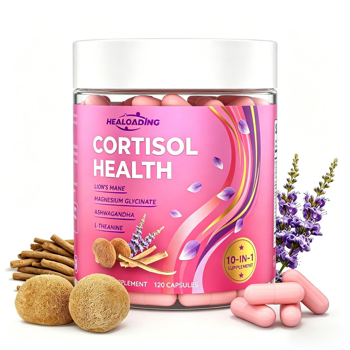 HEALOADING Cortisol Reducer Supplements 120 Capsules front view