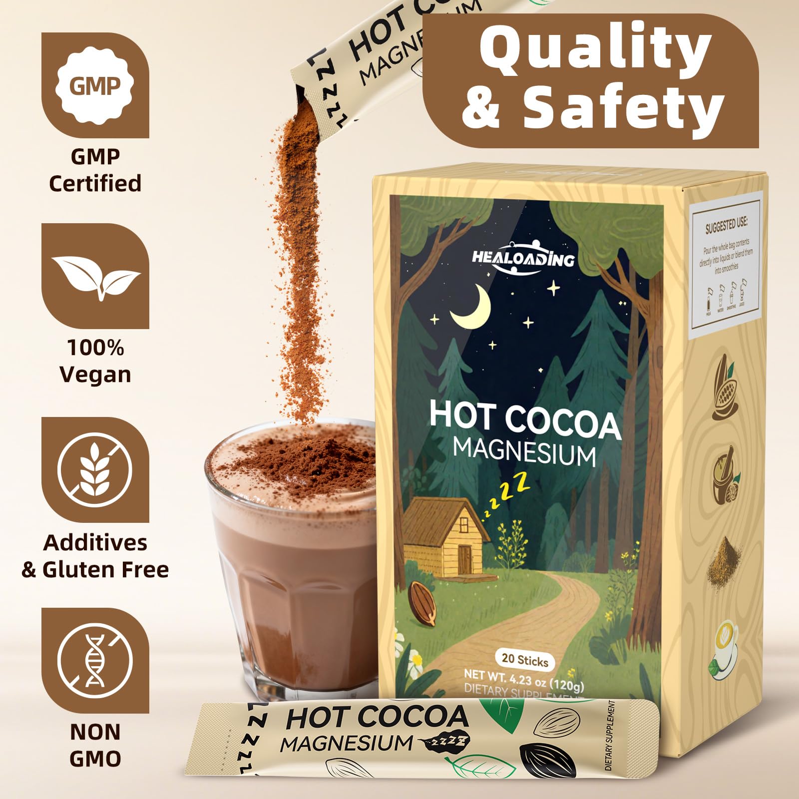 HEALOADING Hot Cocoa Sleep Supplement nutritional information