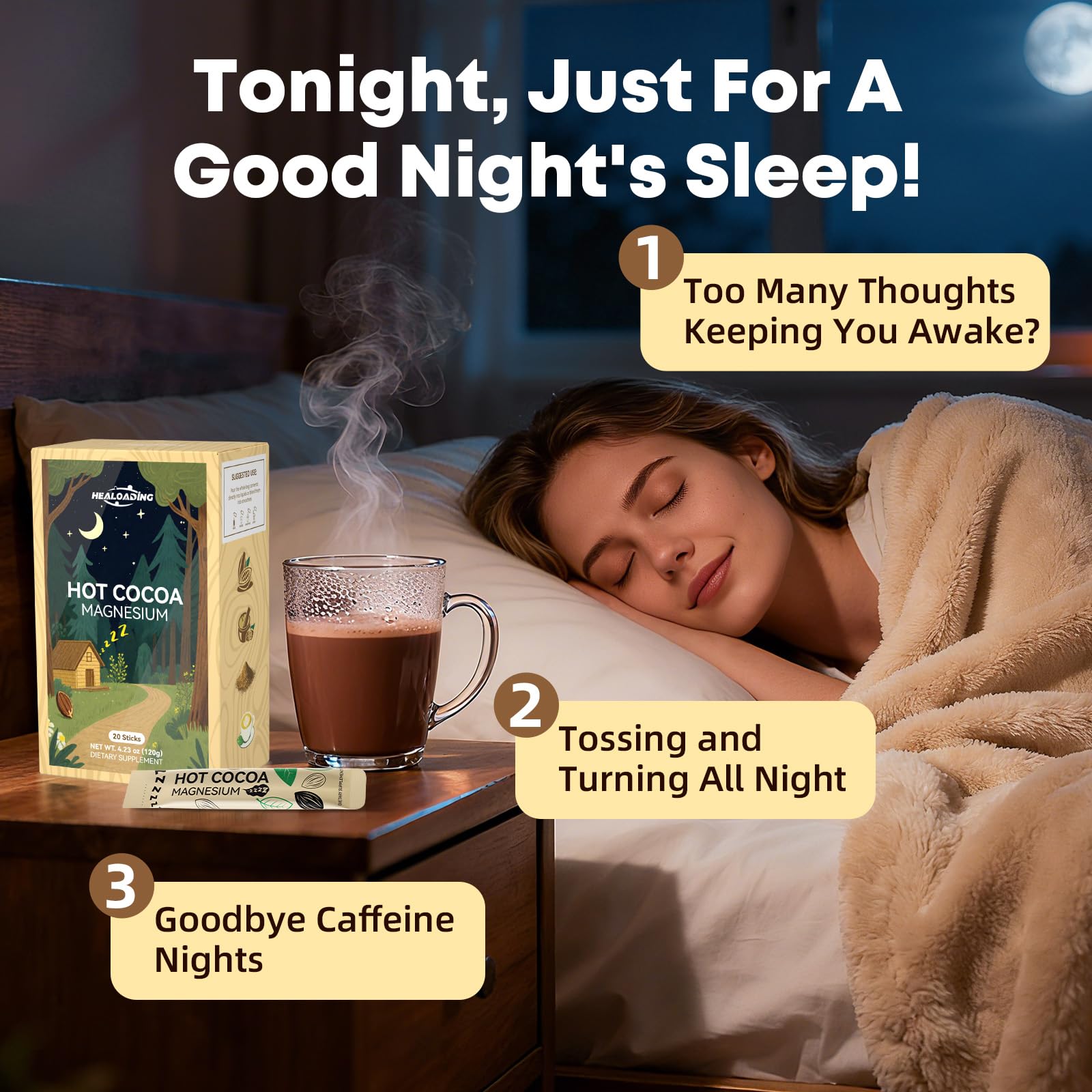 HEALOADING Hot Cocoa Sleep Supplement vegan-friendly label