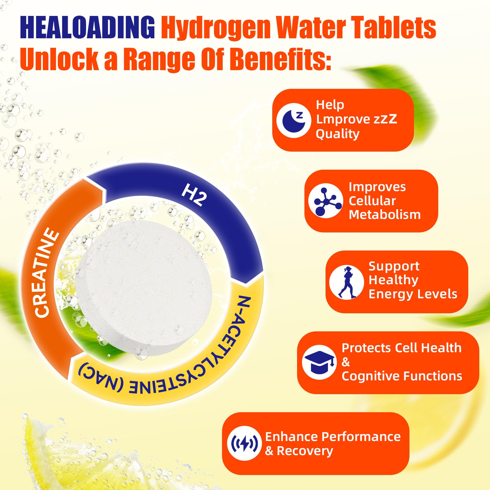 HEALOADING Hydrogen Rich Water Tablets tube with cap open