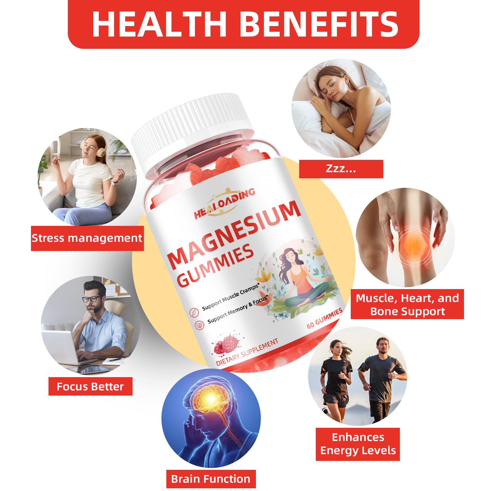HEALOADING Magnesium Gummies nutritional information on the back