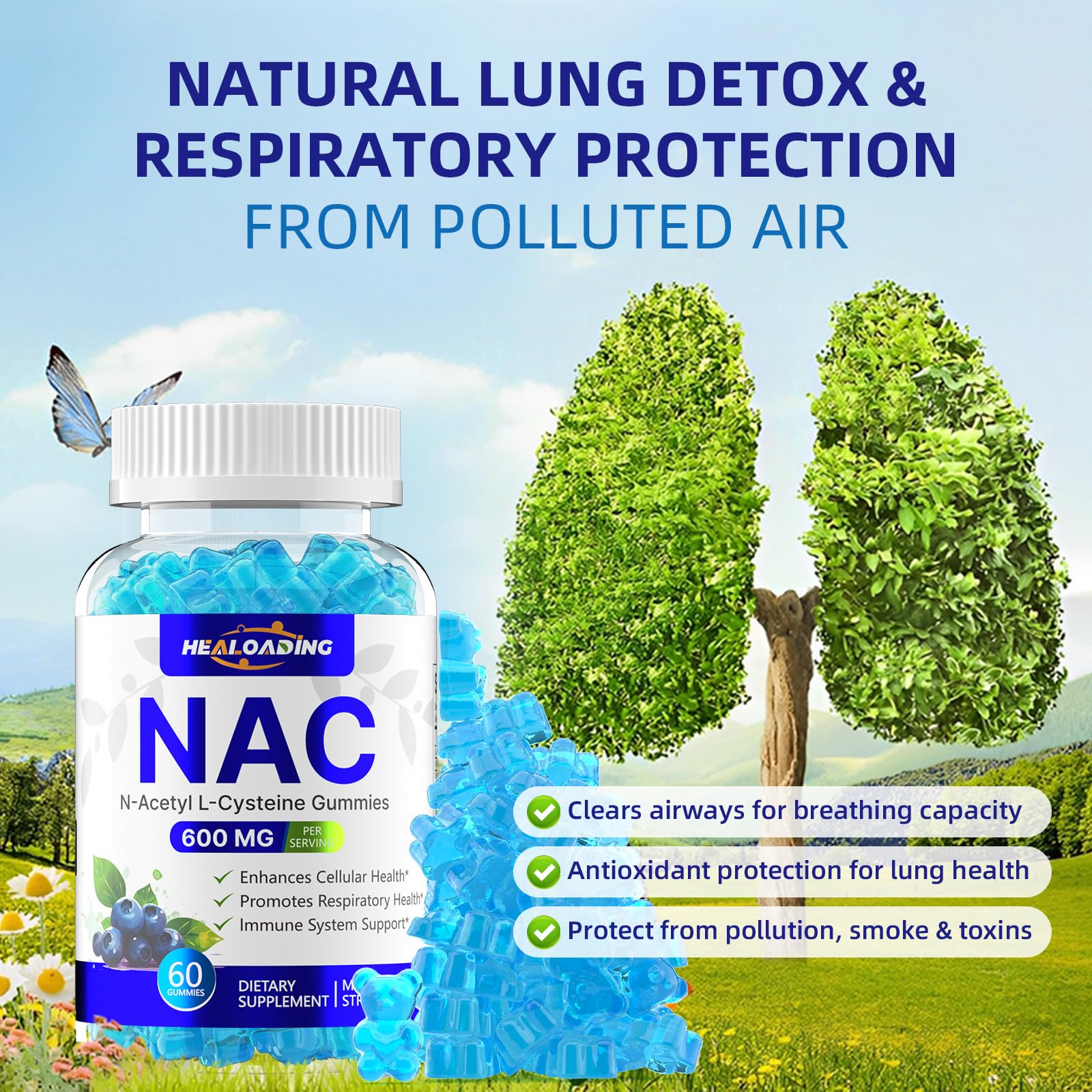 HEALOADING NAC Gummies bottle side view