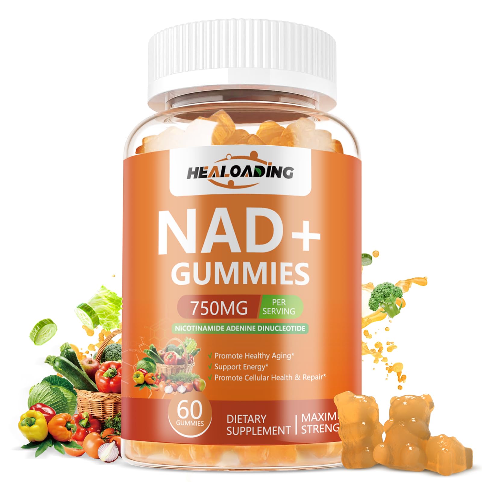 HEALOADING NAD Gummies 750mg front view