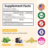 HEALOADING Oregano Oil Softgels with a measuring spoon for dosage