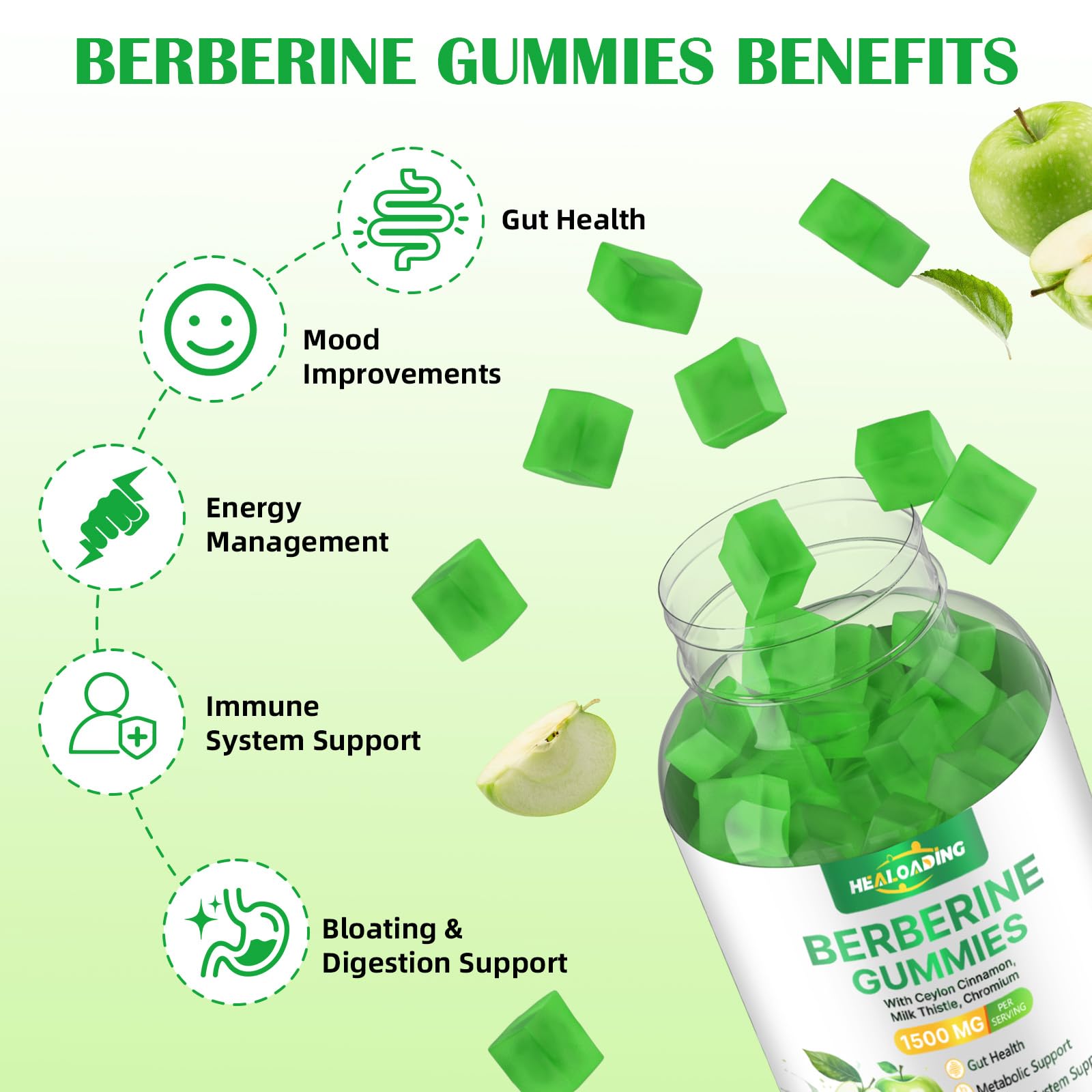 HEALOADING Organic Berberine HCL Gummies close-up of gummies