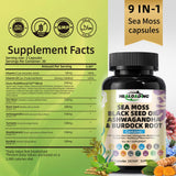 HEALOADING Sea Moss Capsules 350mg side view showing the label