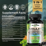 HEALOADING Shilajit Capsules 100g back view with ingredients