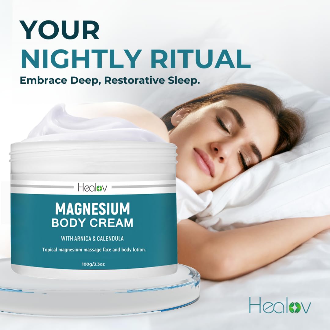 Healov Magnesium Cream 160g being applied to skin