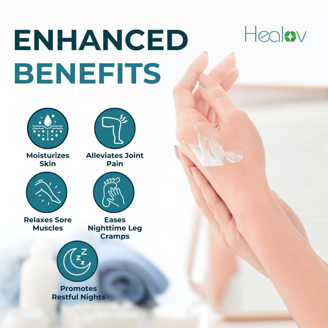 Healov Magnesium Cream 160g with a calming book