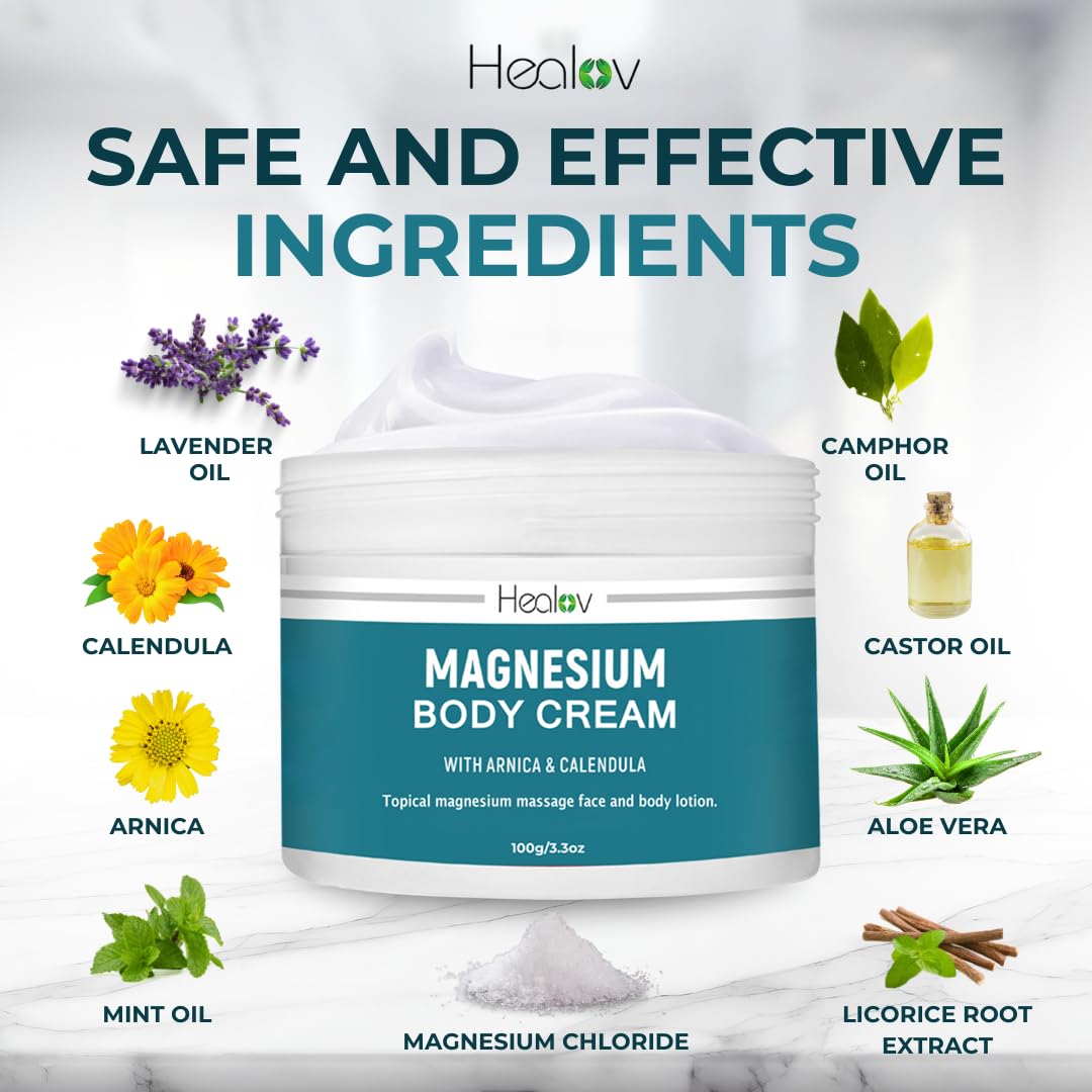 Healov Magnesium Cream 160g with daily wellness candles