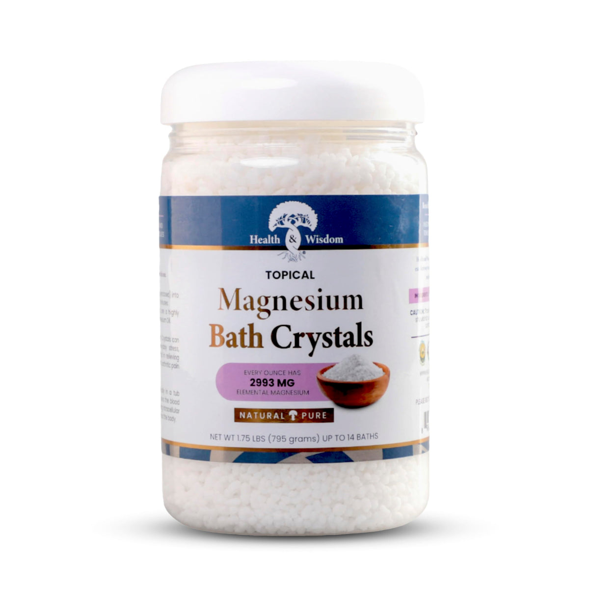 Health and Wisdom Magnesium Bath Crystals 794g front view