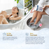 Health and Wisdom Magnesium Bath Crystals in a bath setting