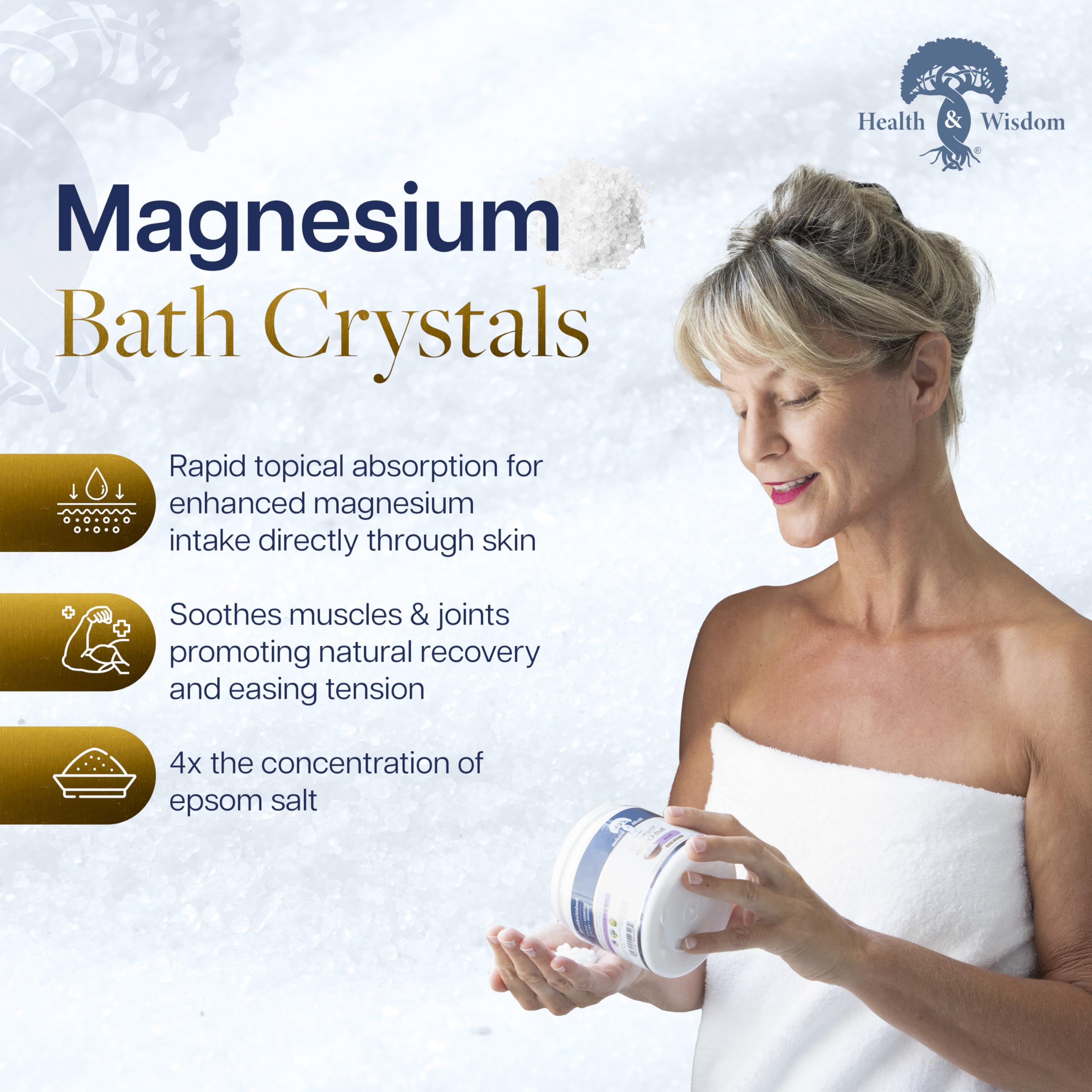 Health and Wisdom Magnesium Bath Crystals packaging