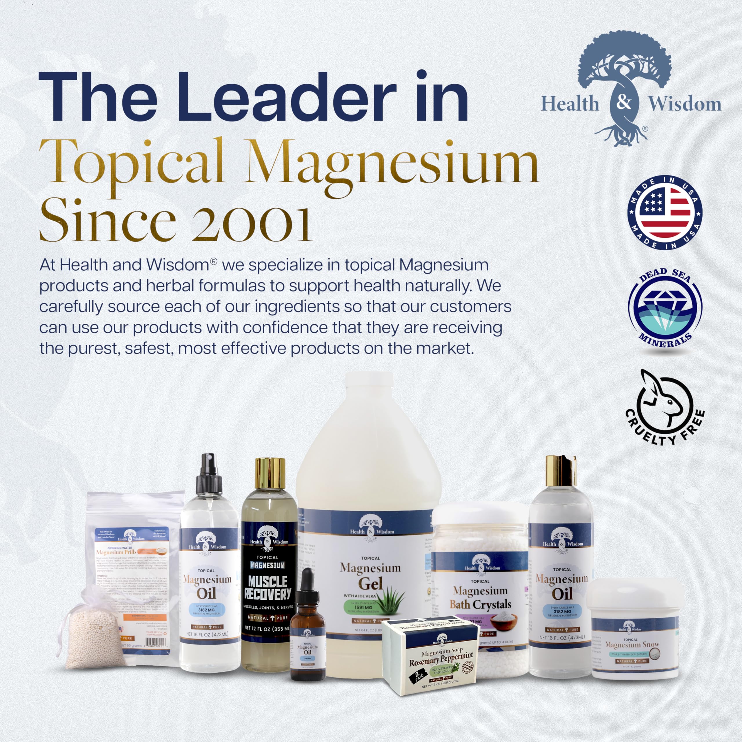 Health and Wisdom Magnesium Oil 454g close-up of bottle