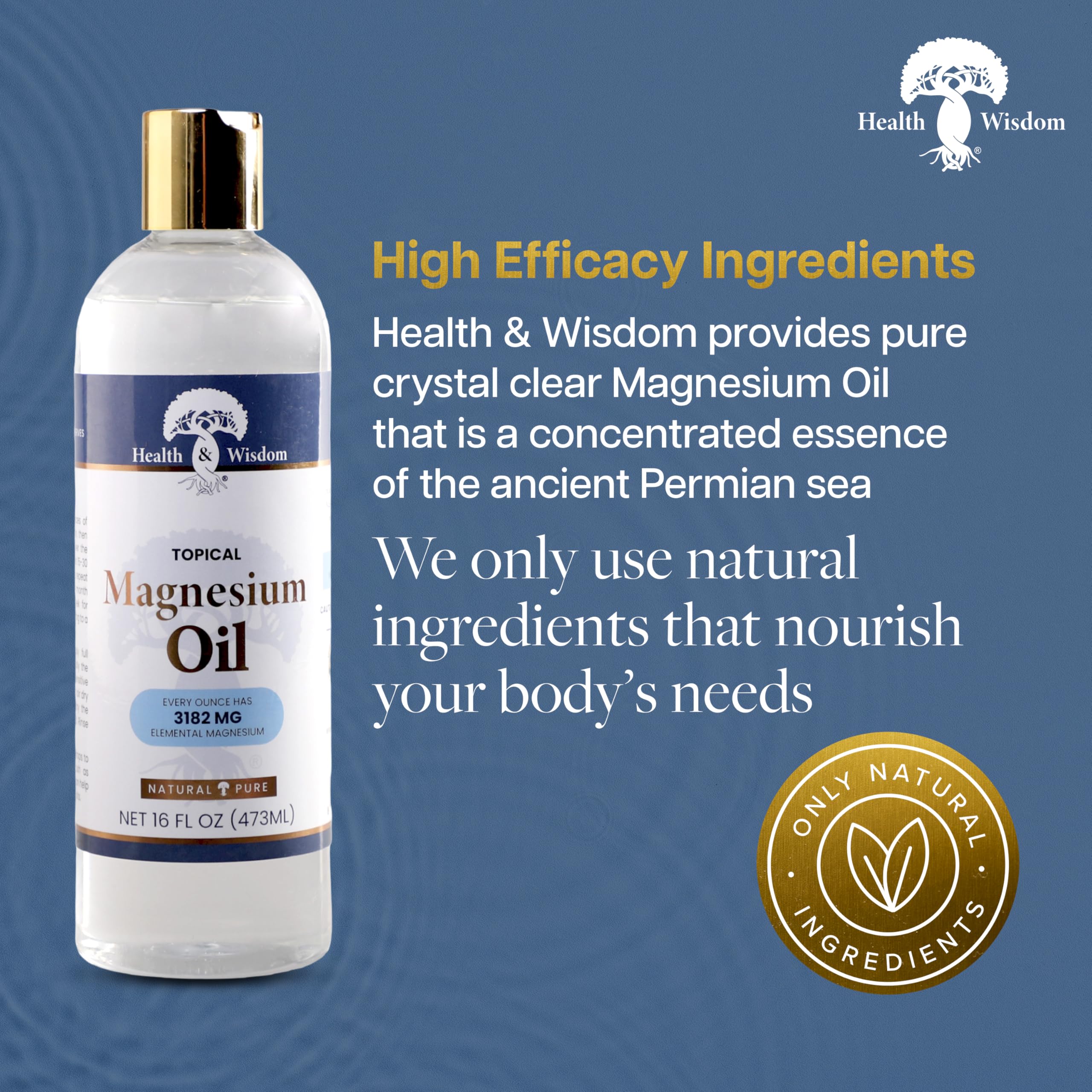 Health and Wisdom Magnesium Oil 454g packaging details
