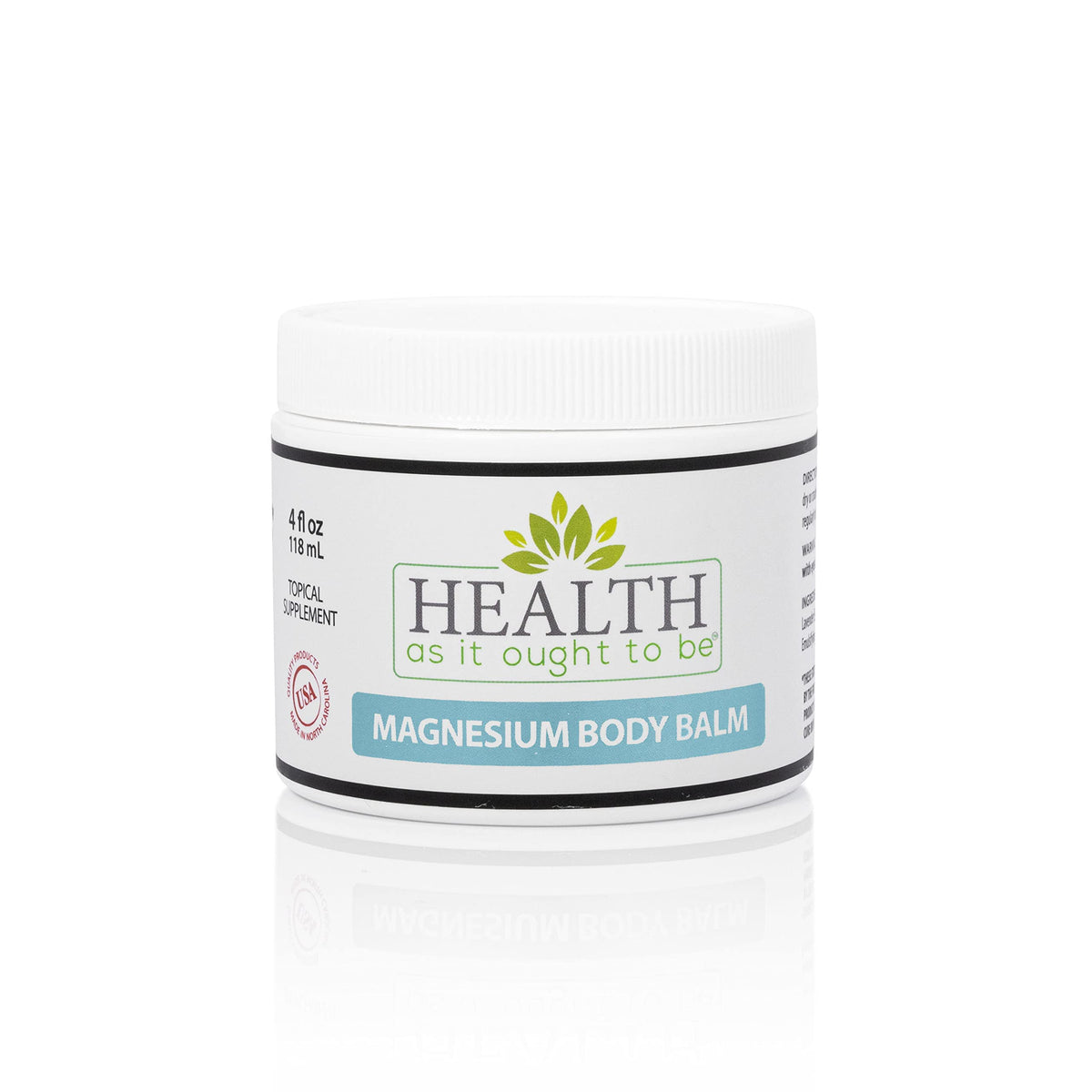 Health As It Ought To Be Magnesium Body Balm front view with packaging