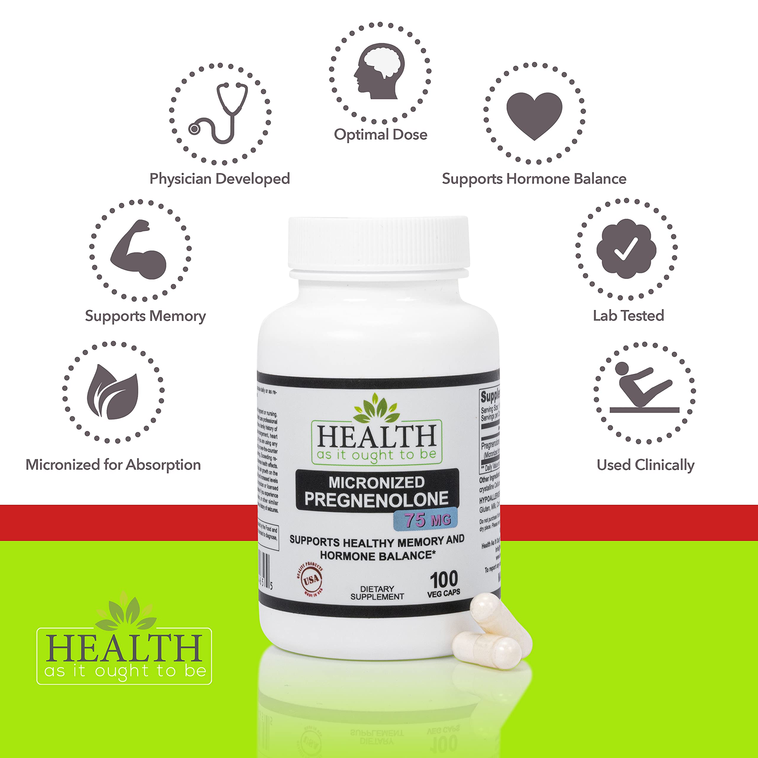 Health As It Ought To Be Pregnenolone capsules side view