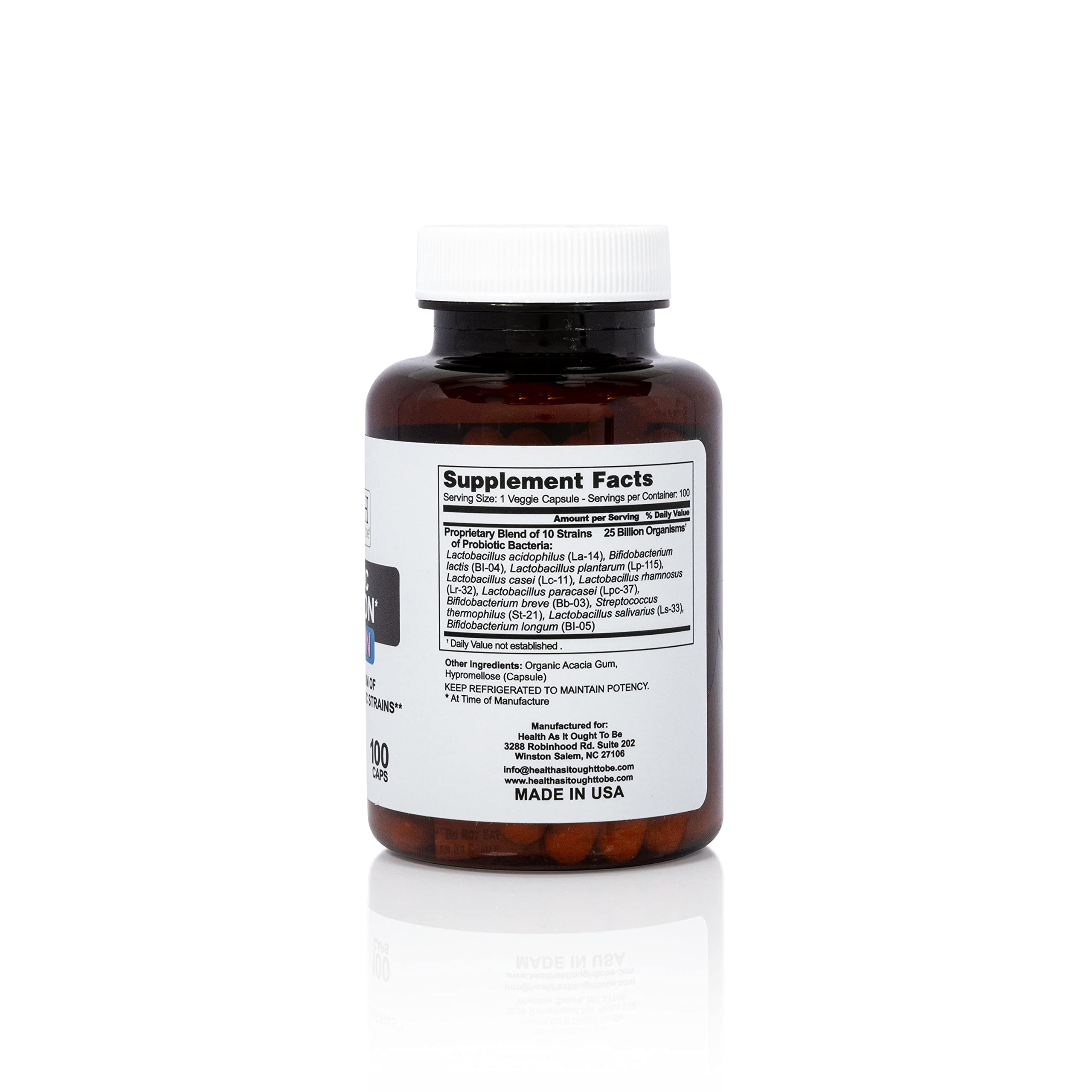 Health As It Ought To Be Probiotic Capsules side view