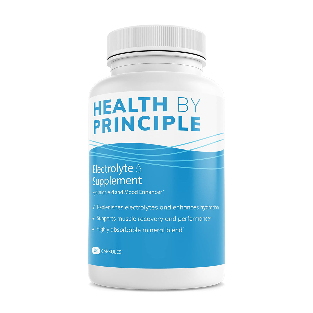 HEALTH BY PRINCIPLE Electrolyte Capsules front view with packaging