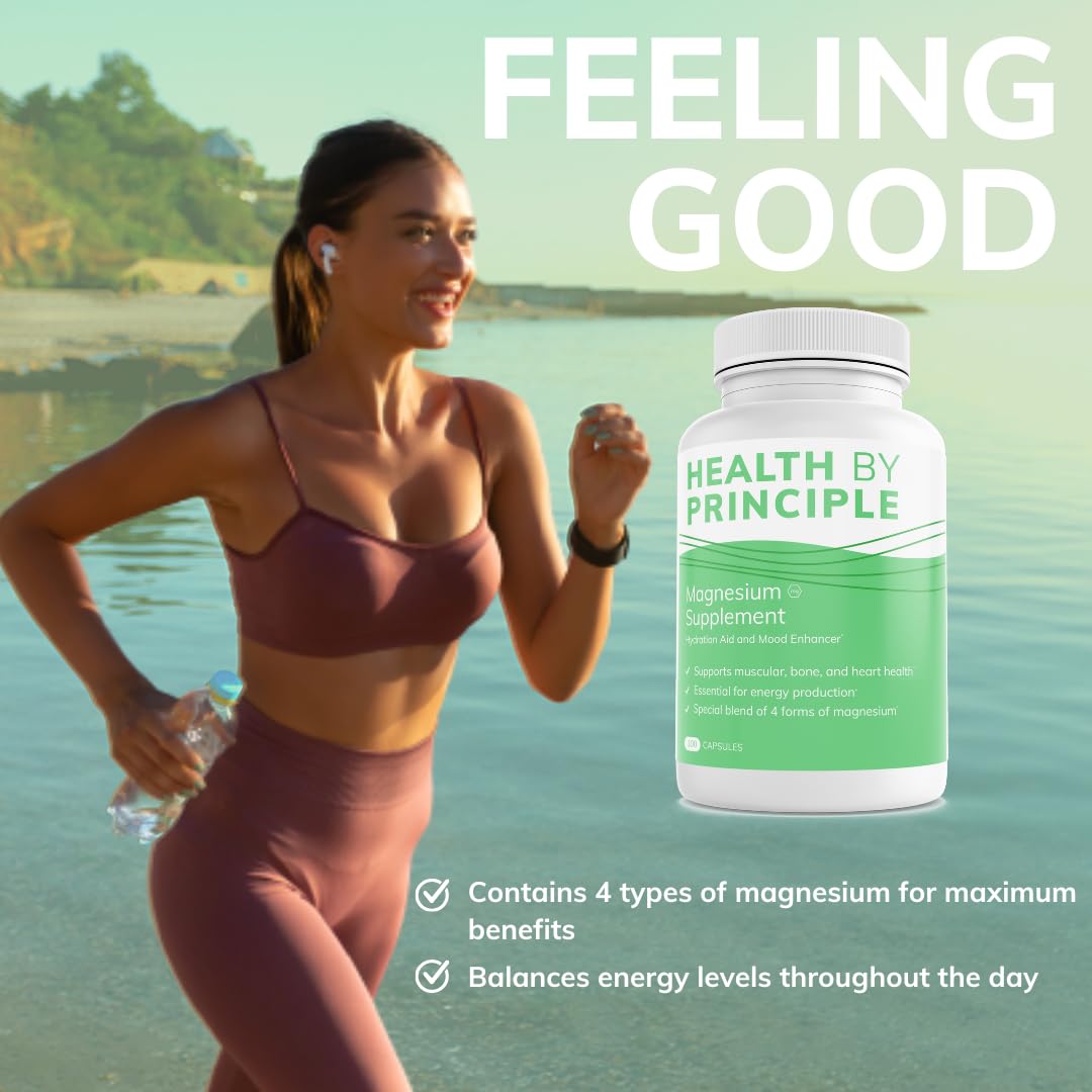 HEALTH BY PRINCIPLE Magnesium Complex capsules in hand