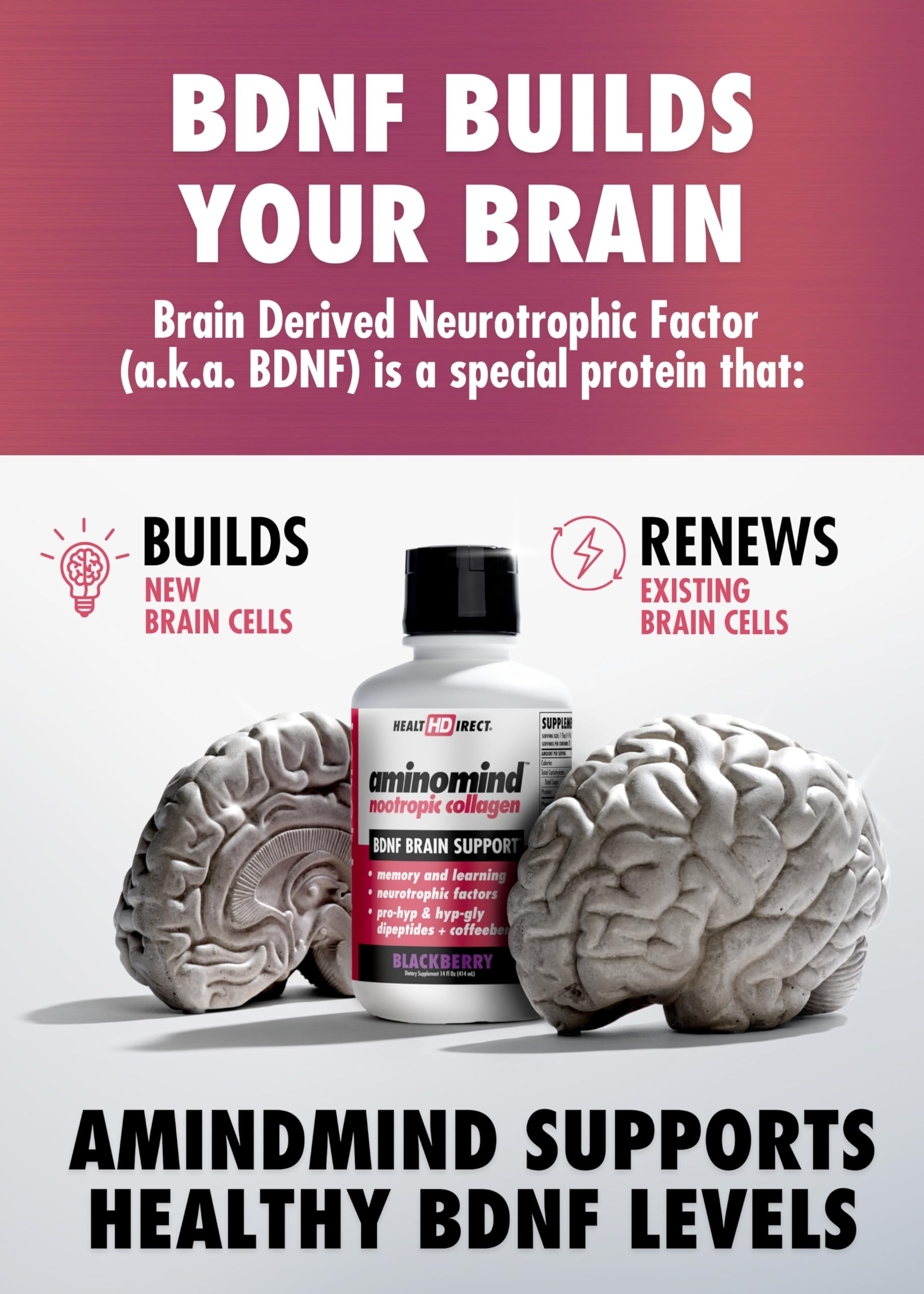 HEALTH DIRECT AminoMind Nootropic Collagen Supplement back view
