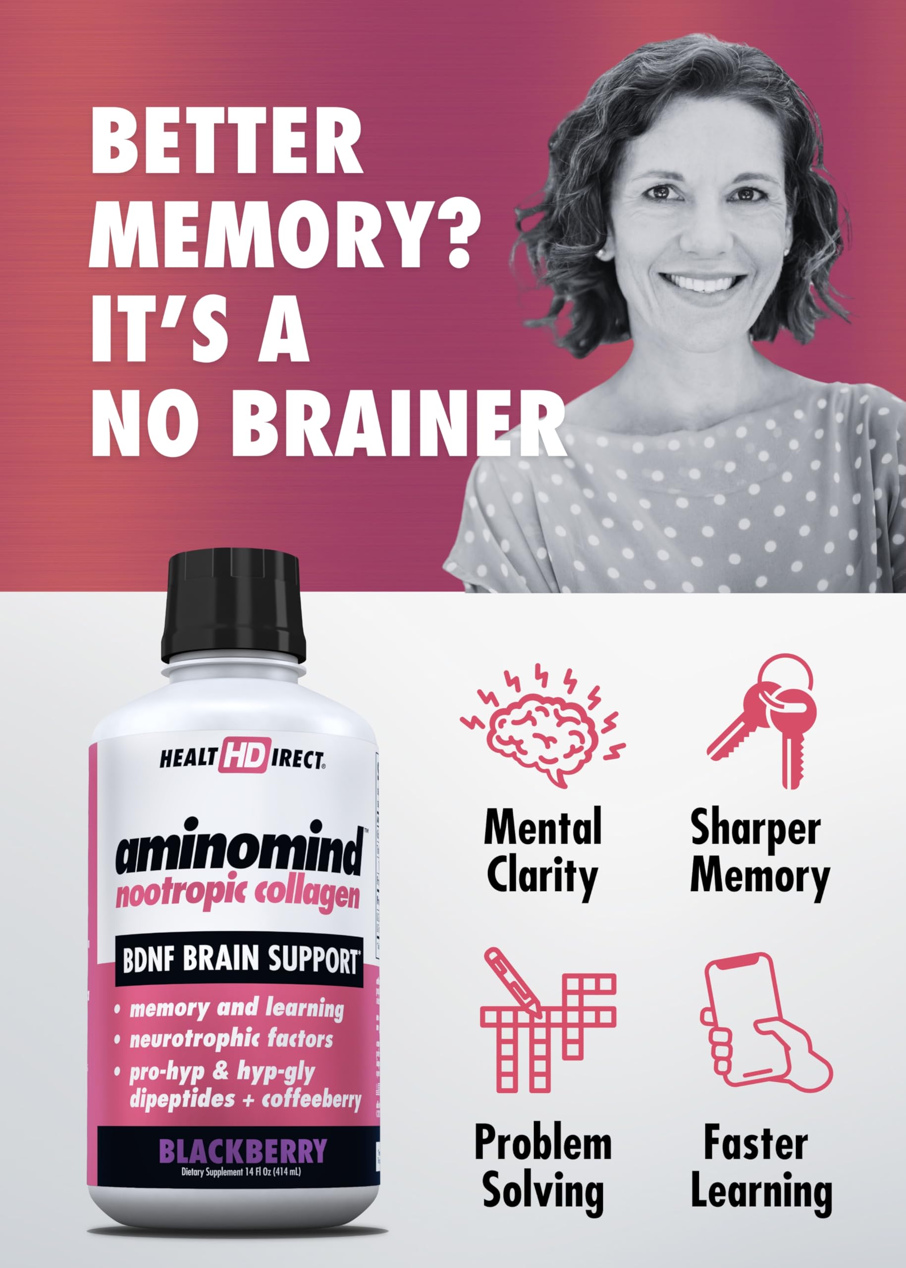 HEALTH DIRECT AminoMind Nootropic Collagen Supplement side view