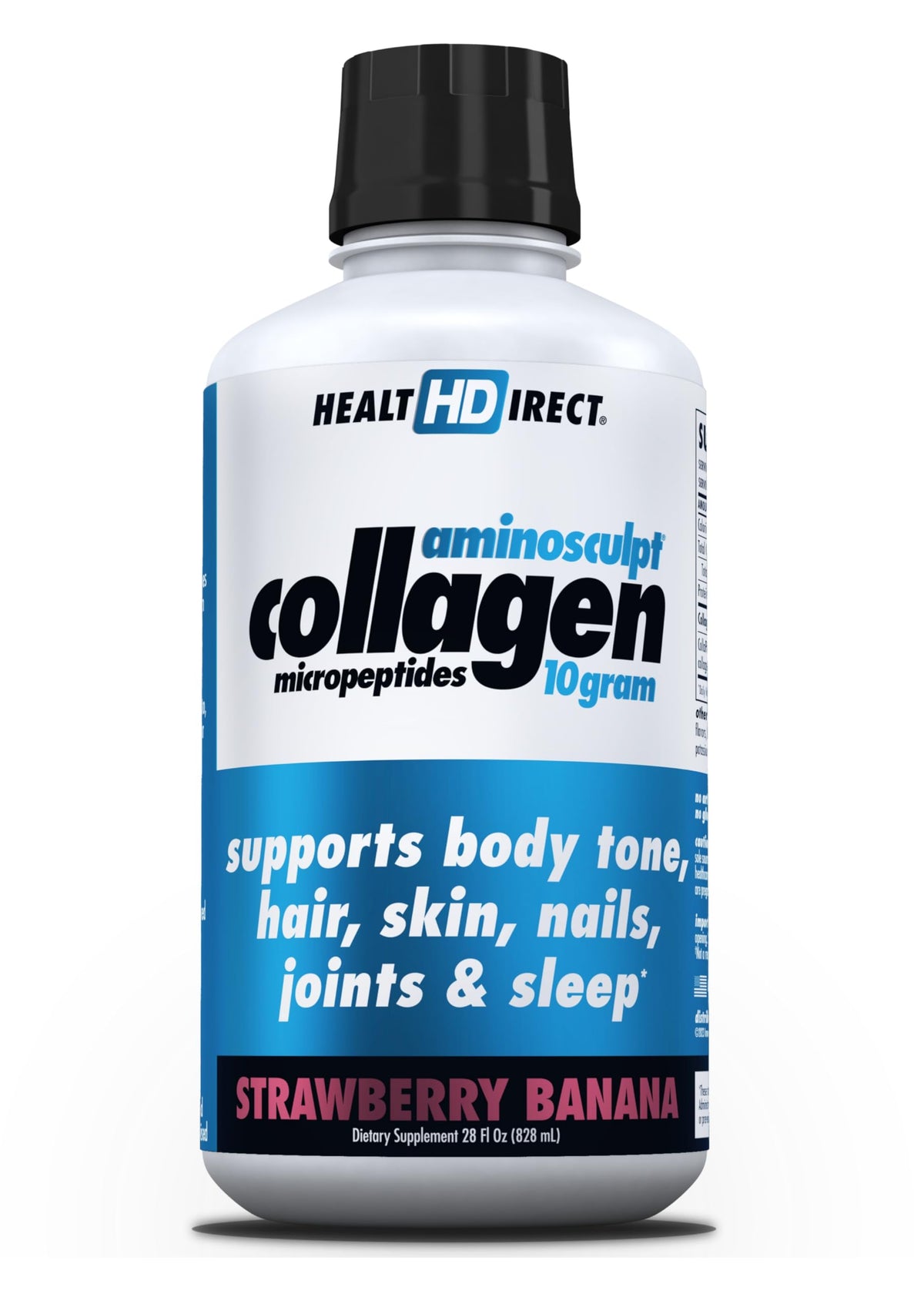 HEALTH DIRECT AminoSculpt Liquid Collagen 28oz Strawberry Banana front view