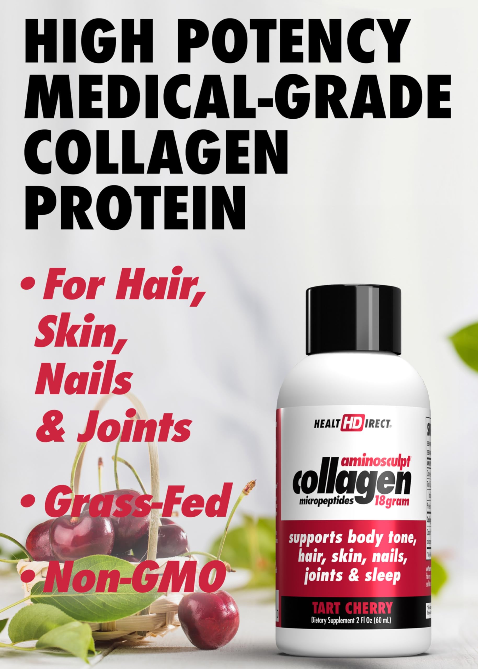 HEALTH DIRECT AminoSculpt Sugar-Free Liquid Collagen 30oz side view
