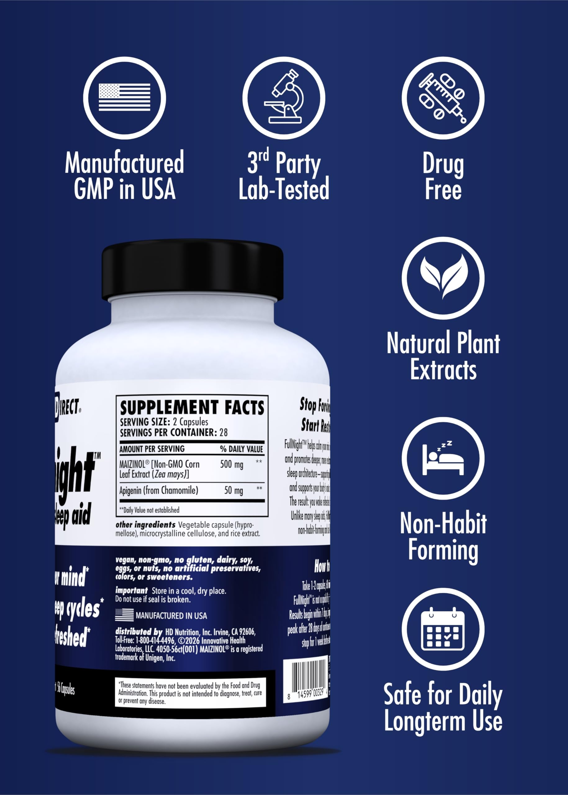 HEALTH DIRECT FullNight Natural Sleep Aid packaging with details