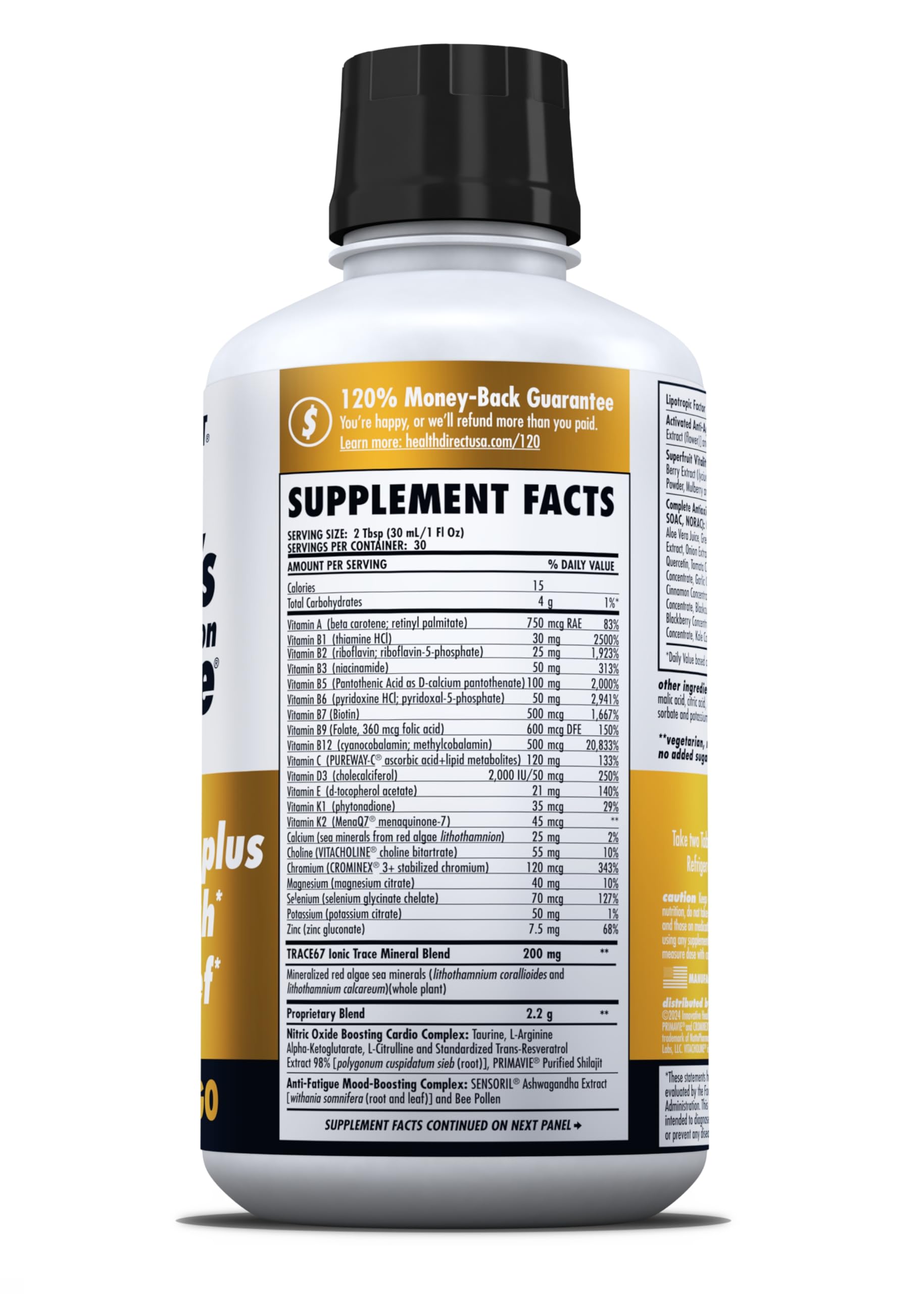 HEALTH DIRECT Liquid Multivitamin Superfood 1089g serving suggestion