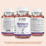 Health Dose Melatonin Gummies on a wooden table