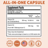 Health Dose Vitamin D3 & K2 Softgels back view with ingredient details