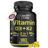 Health Dose Vitamin D3 & K2 Softgels front view with packaging