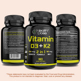 Health Dose Vitamin D3 & K2 Softgels with a glass of water