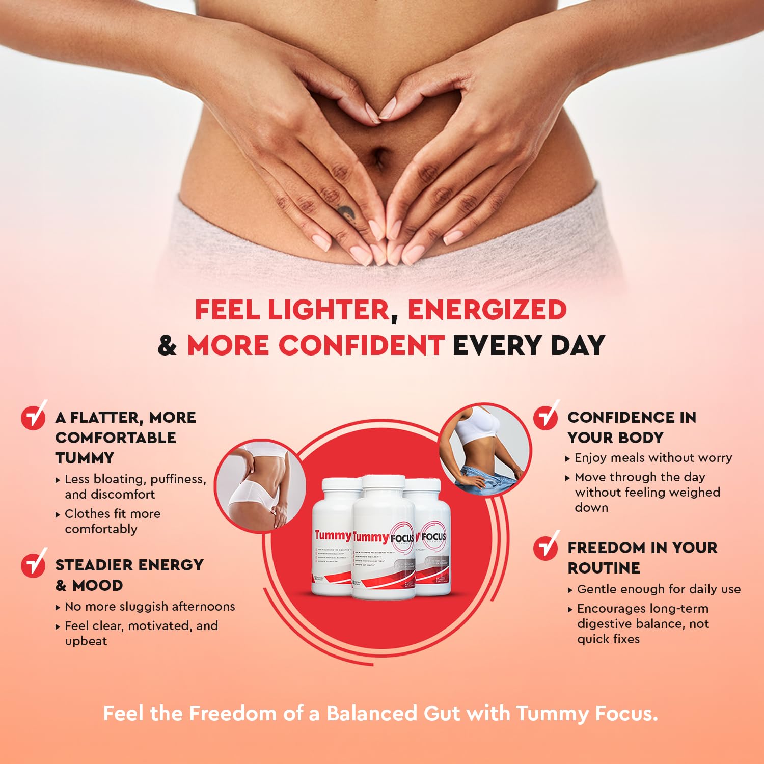 Health Focused Tummy Focus supplement ingredients list on the label