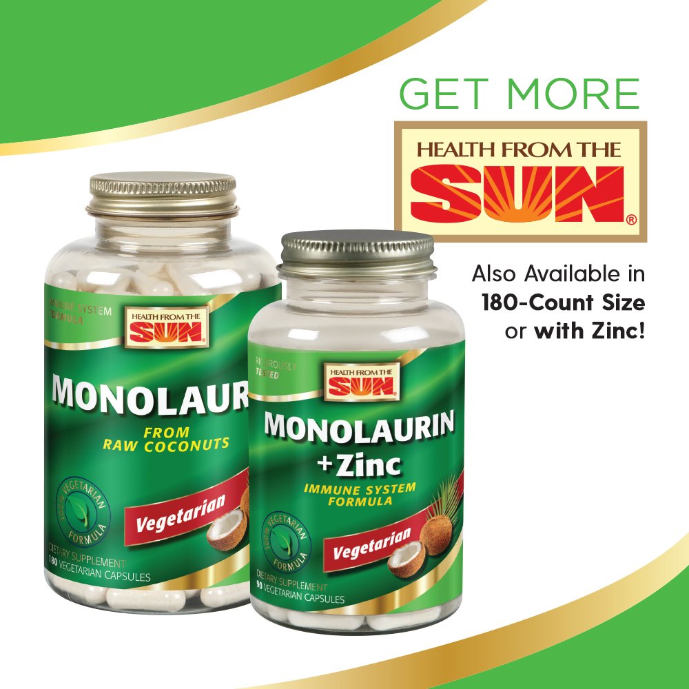 Health From The Sun Monolaurin Capsules opened bottle with capsules visible