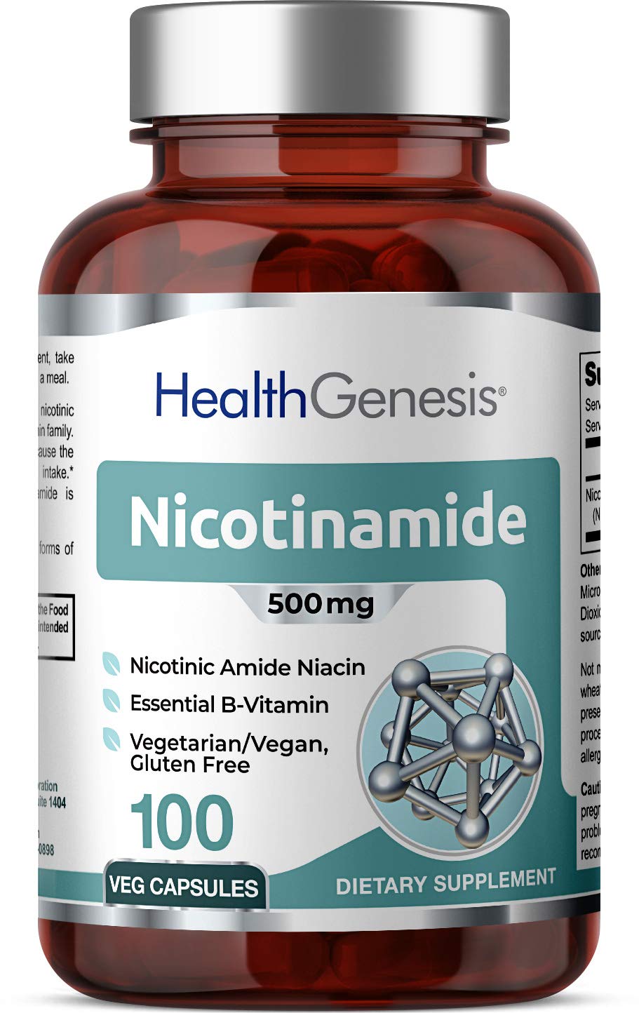 Health Genesis Niacin B3 Supplement 500mg front view