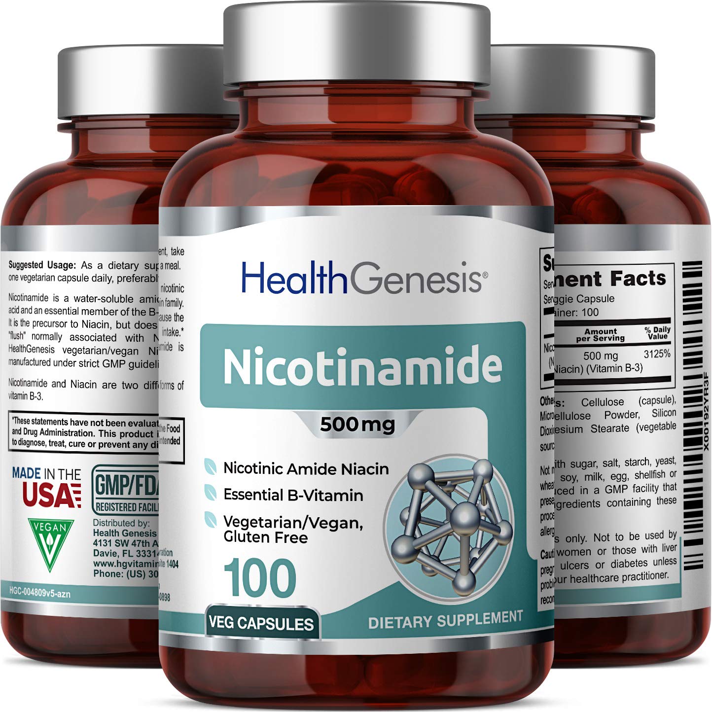 Health Genesis Niacin B3 Supplement 500mg packaging
