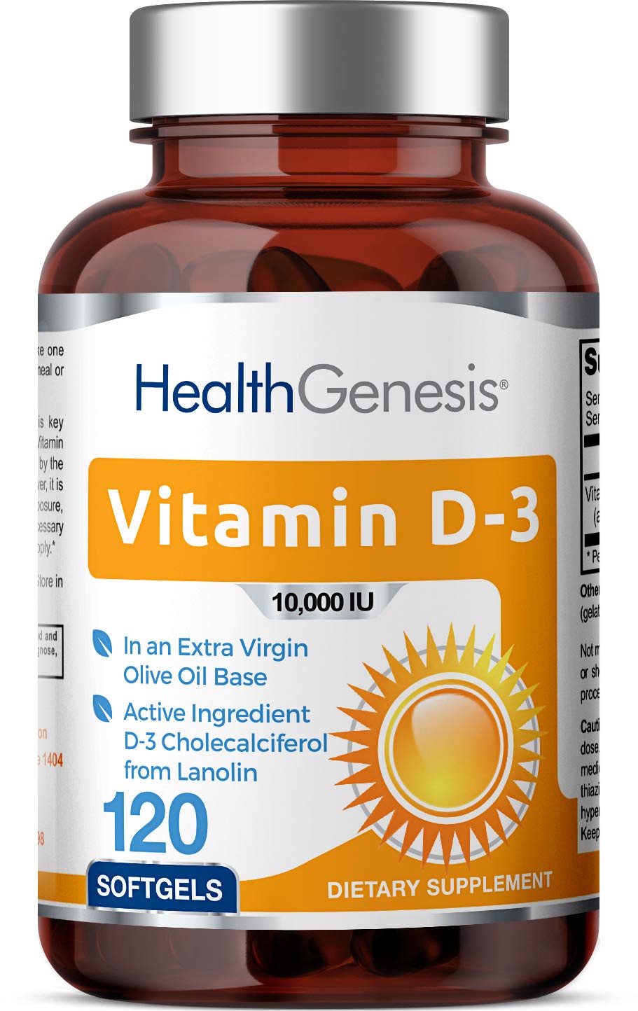 Health Genesis Vitamin D3 Softgels 2000 IU front view