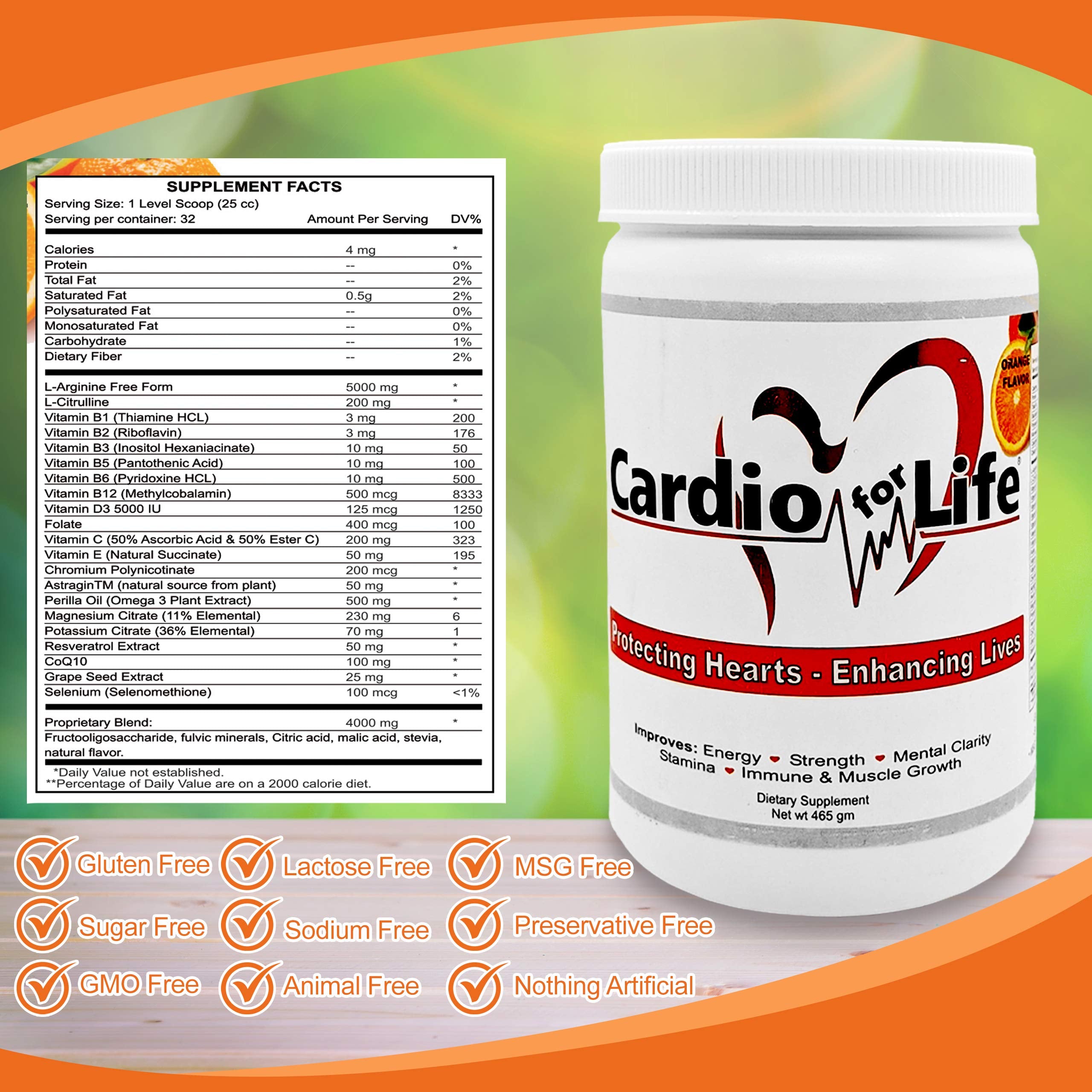 Health Guardian L-Arginine Powder 5000mg side view with scoop