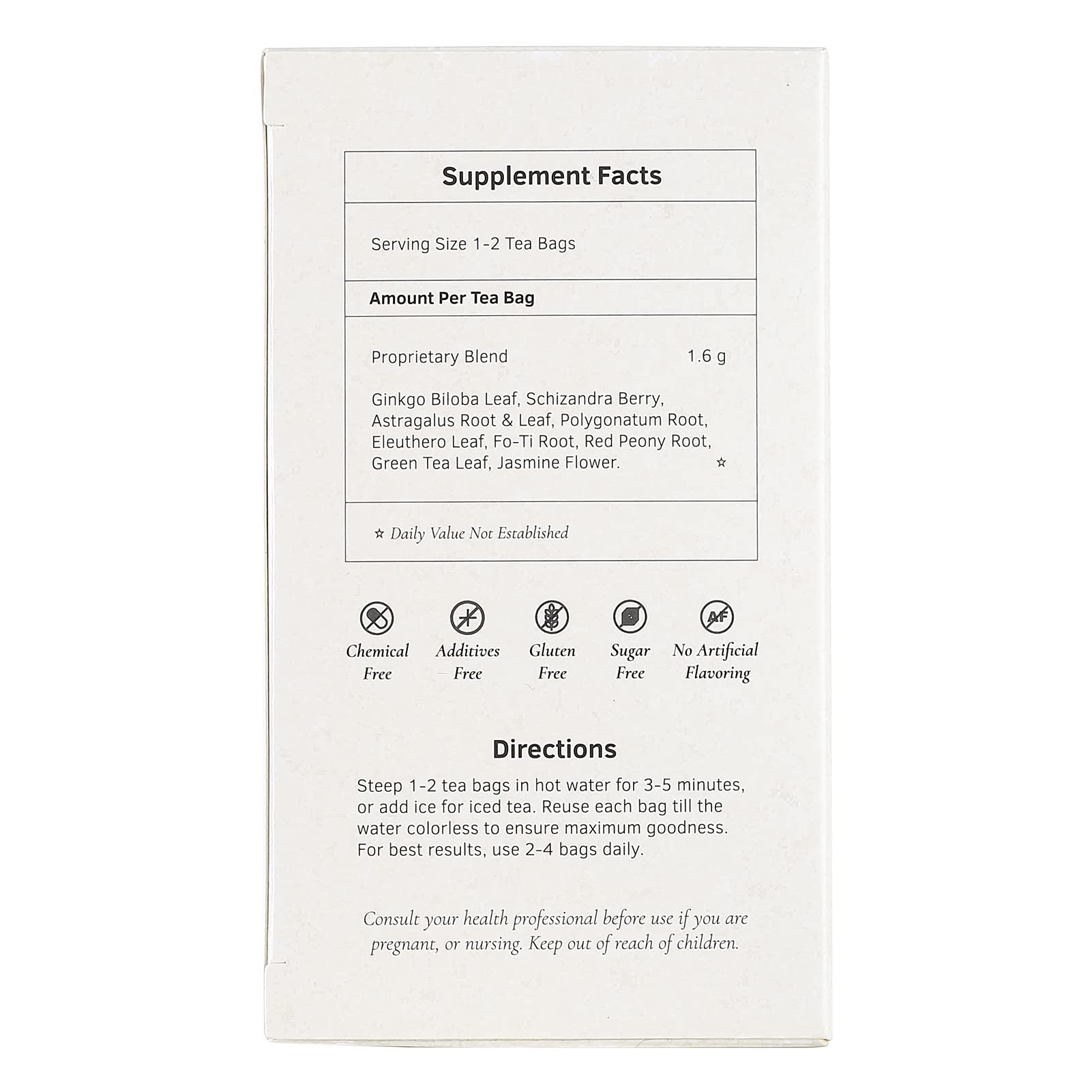 Health King Ginkgo Biloba Supplement back view with nutritional information