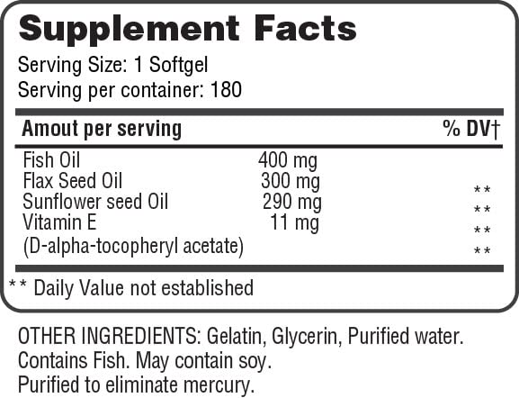 HEALTH LFE Omega 3-6-9 Softgels back view