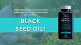 Health Logics Black Seed Oil Capsules in hand for size reference