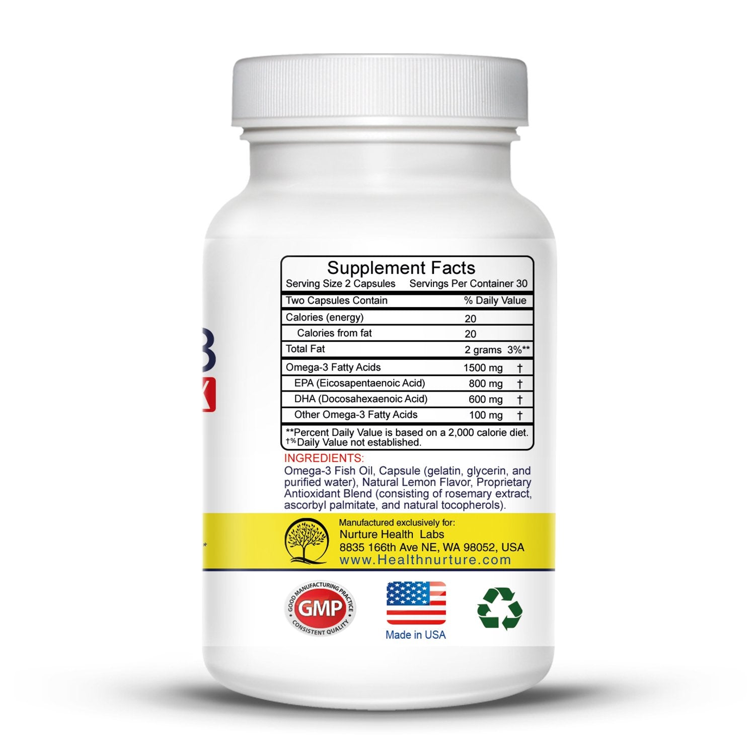Health Nurture Omega 3 Max Fish Oil 1500mg capsules on a wooden table